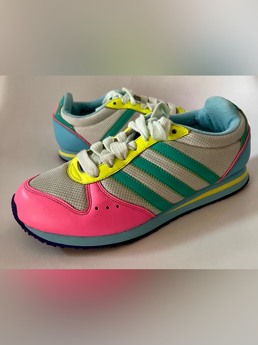 Adidas Originals Retro Running Sneakers Y2K Neon Pink Aqua Purple Women's US 6